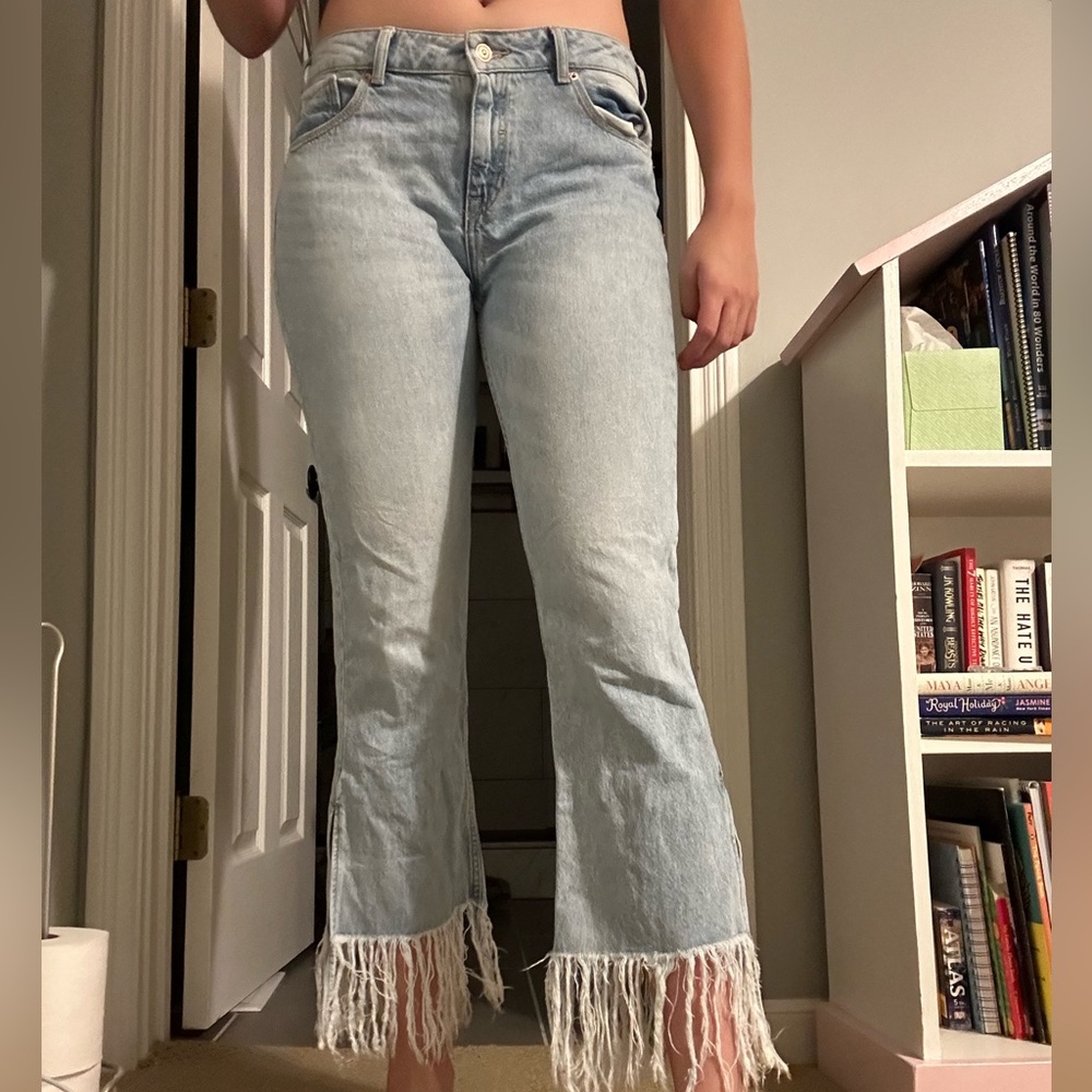 Zara low rise cropped flare Jean